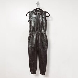 Girls Mia New York Quilted Sleeveless Jumpsuit Faux Leather Shiny Black Large‎